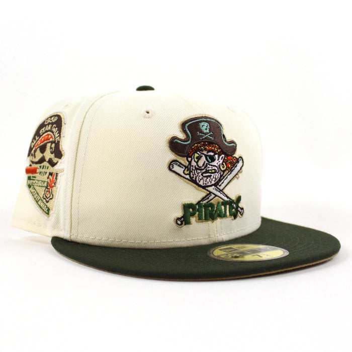 Pittsburgh Pirates 1959 All Star Game New Era 59Fifty Fitted Hat (GITD CHROME WHITE DARK SEAWEED KHAKI Under Brim)