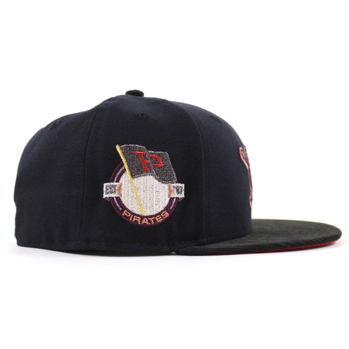 Pittsburgh Pirates EST 1887 59Fifty New Era Fitted Hat (Navy Corduroy Scarlet Red Under Brim)