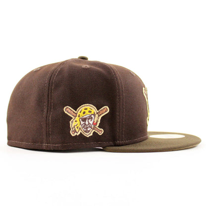 Pittsburgh Pirates Pirates Logo 59Fifty New Era Fitted Hat (Burnt Wood Walnut Khaki Under Brim)