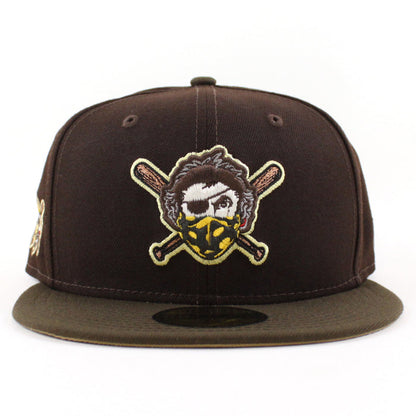 Pittsburgh Pirates Pirates Logo 59Fifty New Era Fitted Hat (Burnt Wood Walnut Khaki Under Brim)