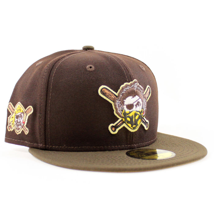Pittsburgh Pirates Pirates Logo 59Fifty New Era Fitted Hat (Burnt Wood Walnut Khaki Under Brim)