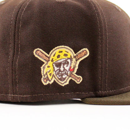 Pittsburgh Pirates Pirates Logo 59Fifty New Era Fitted Hat (Burnt Wood Walnut Khaki Under Brim)