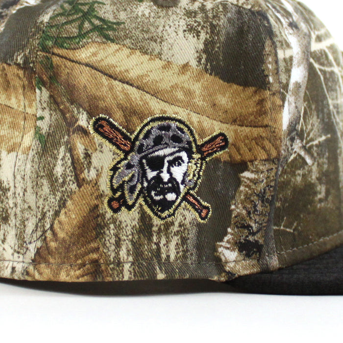 Pittsburgh Pirates Pirates Patch 59Fifty New Era Fitted Hats (RealTree Black WoodLand CamoUnder Brim)