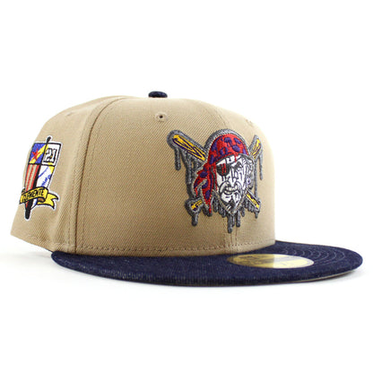 Pittsburgh Pirates Roberto Clemente 59Fifty New Era Fitted Hat (Drip Logo Camel Navy Gray Under Brim)