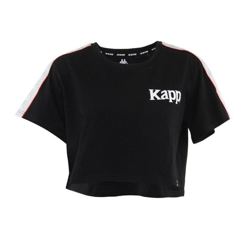 Polera Crop Top 2201 Women Negro Banda Blanca