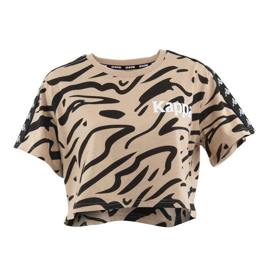 Polera Crop Top Animal Print 2201 Women Beige Banda Negra