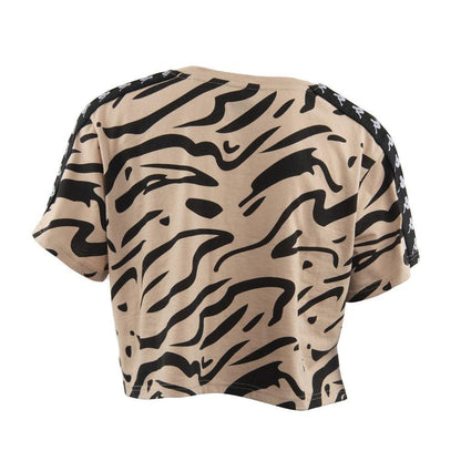 Polera Crop Top Animal Print 2201 Women Beige Banda Negra