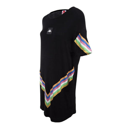 Polera Larga Negra Franjas Multicolor