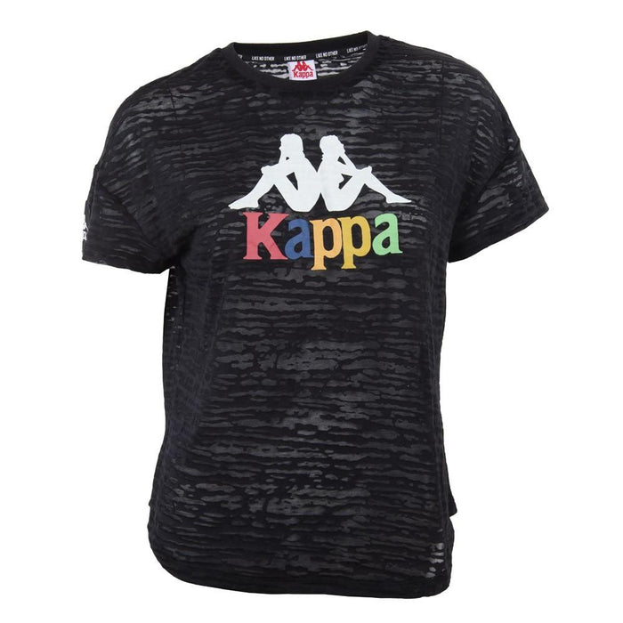 Polera Negra Logo Multicolor
