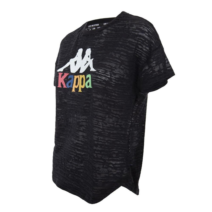 Polera Negra Logo Multicolor