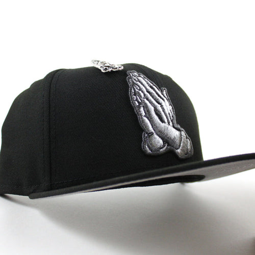 Praying Hands New Era 59Fifty Fitted Hat (Black Gray Under Brim With Pin)