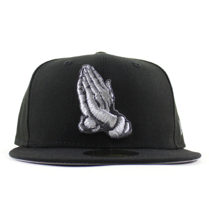 Praying Hands New Era 59Fifty Fitted Hat (Black Gray Under Brim With Pin)