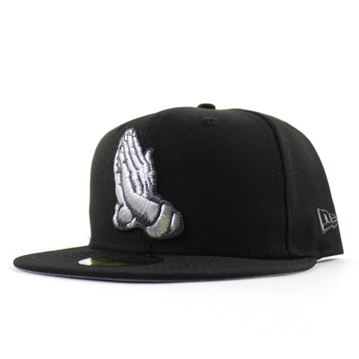 Praying Hands New Era 59Fifty Fitted Hat (Black Gray Under Brim With Pin)