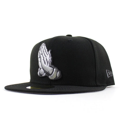 Praying Hands New Era 59Fifty Fitted Hat (Black Gray Under Brim With Pin)