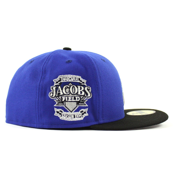 🚨PRE-ORDER🚨 Cleveland Indians Jacobs Field New Era 59Fifty Fitted Hat (Irvington 1.0 Majestic Blue Black Gray Under Brim)