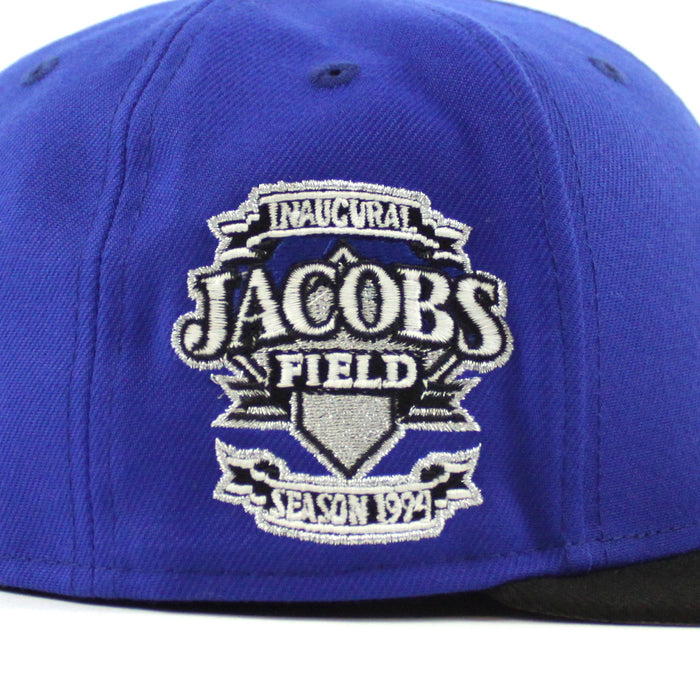 🚨PRE-ORDER🚨 Cleveland Indians Jacobs Field New Era 59Fifty Fitted Hat (Irvington 1.0 Majestic Blue Black Gray Under Brim)