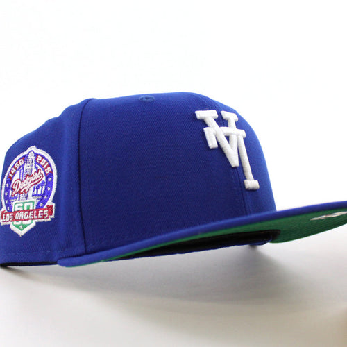 🚨PRE-ORDER🚨 Los Angeles Upside Down Dodgers 60th Anniversary New Era 59Fifty Fitted Hat (Royal Blue Green Under Brim)