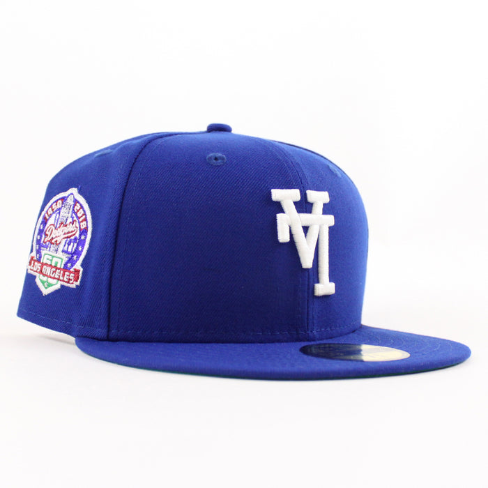🚨PRE-ORDER🚨 Los Angeles Upside Down Dodgers 60th Anniversary New Era 59Fifty Fitted Hat (Royal Blue Green Under Brim)