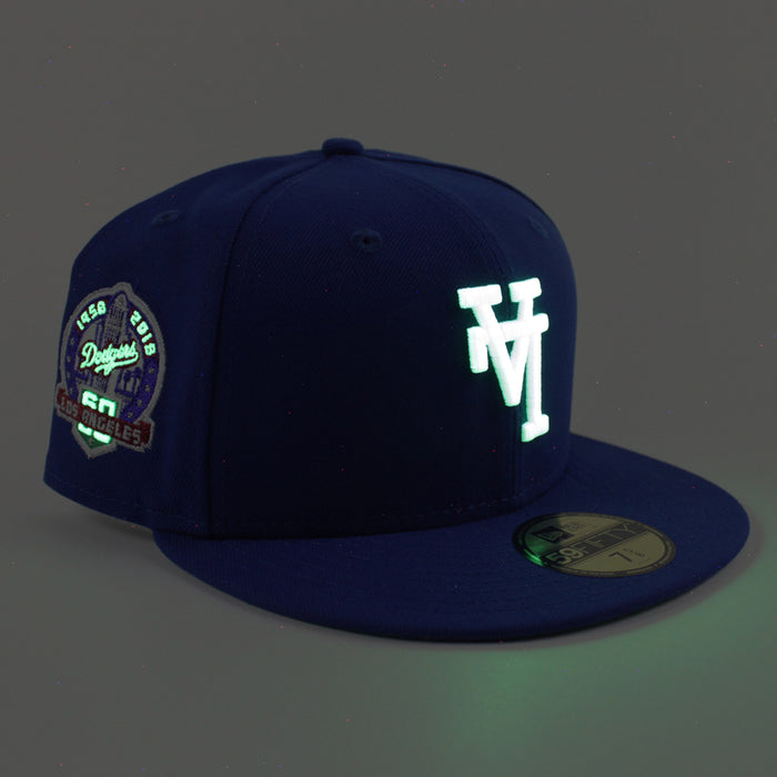 🚨PRE-ORDER🚨 Los Angeles Upside Down Dodgers 60th Anniversary New Era 59Fifty Fitted Hat (Royal Blue Green Under Brim)