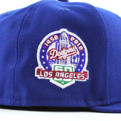 🚨PRE-ORDER🚨 Los Angeles Upside Down Dodgers 60th Anniversary New Era 59Fifty Fitted Hat (Royal Blue Green Under Brim)