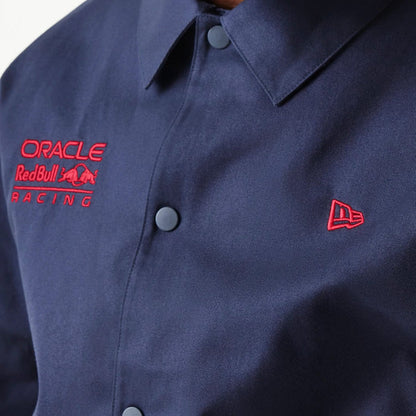 The Male model is wearing Red Bull Racing Dark Blue Oversized Coach Jacket 3