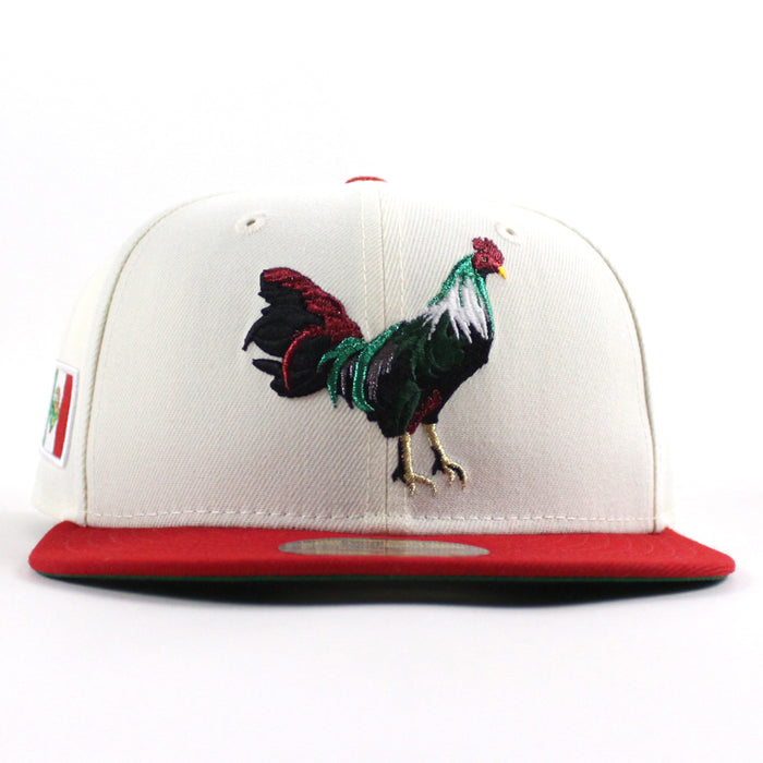 ROOSTER Mexico Flag New Era 59Fifty Fitted Hat (Chrome White Scarlet Red Green Under Brim)
