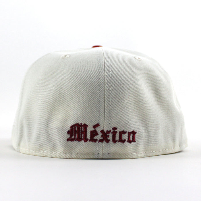 ROOSTER Mexico Flag New Era 59Fifty Fitted Hat (Chrome White Scarlet Red Green Under Brim)