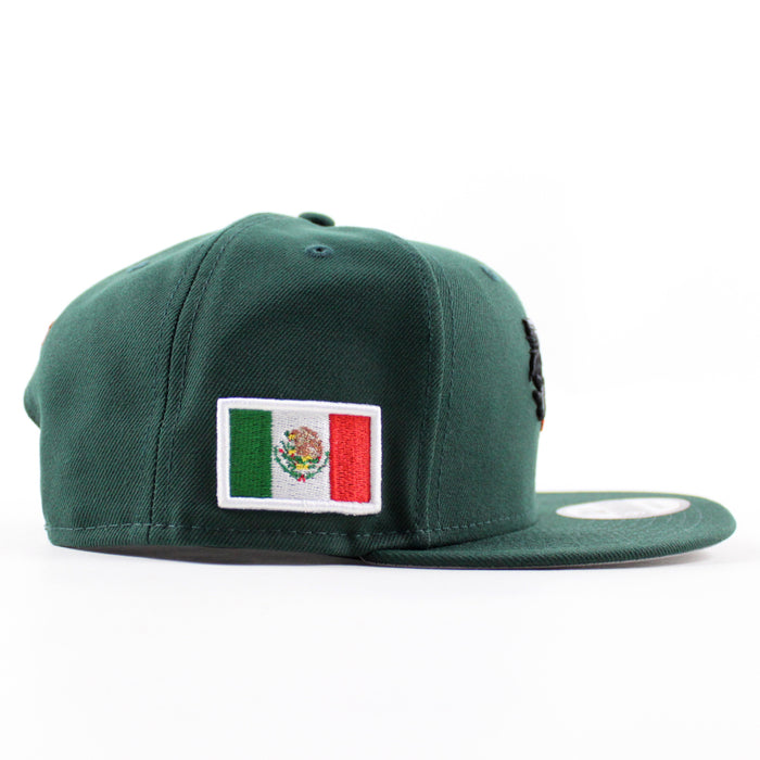 ROOSTER Mexico Flag New Era 9Fifty Snapback Cap (Dark Green Gray Under Brim)