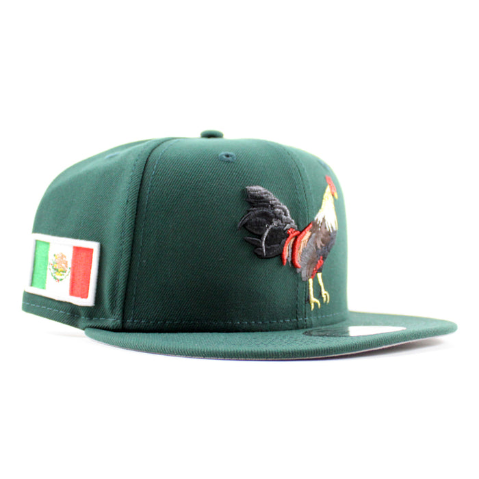 ROOSTER Mexico Flag New Era 9Fifty Snapback Cap (Dark Green Gray Under Brim)