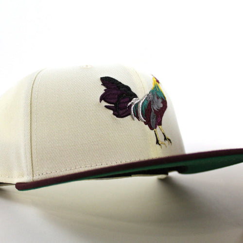 ROOSTER New Era 59Fifty Fitted Hat (Chrome White Maroon Green Under Brim)