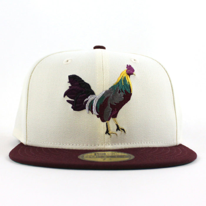 ROOSTER New Era 59Fifty Fitted Hat (Chrome White Maroon Green Under Brim)