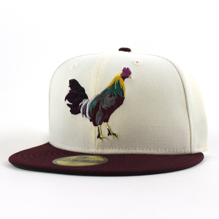 ROOSTER New Era 59Fifty Fitted Hat (Chrome White Maroon Green Under Brim)