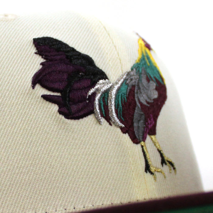 ROOSTER New Era 59Fifty Fitted Hat (Chrome White Maroon Green Under Brim)
