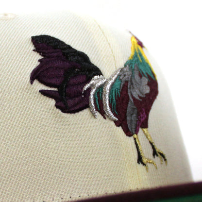 ROOSTER New Era 59Fifty Fitted Hat (Chrome White Maroon Green Under Brim)