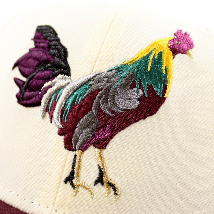ROOSTER New Era 59Fifty Fitted Hat (Chrome White Maroon Green Under Brim)