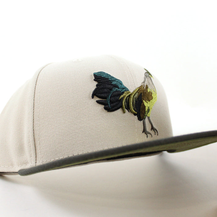 ROOSTER New Era 59Fifty Fitted Hat (STONE DARK PEWTER NEW OLIVE Under Brim)