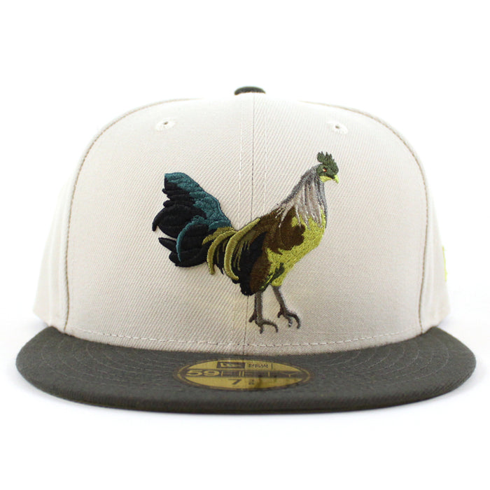 ROOSTER New Era 59Fifty Fitted Hat (STONE DARK PEWTER NEW OLIVE Under Brim)