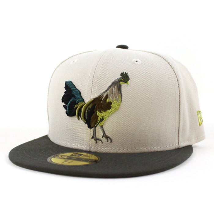 ROOSTER New Era 59Fifty Fitted Hat (STONE DARK PEWTER NEW OLIVE Under Brim)