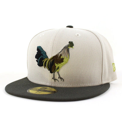 ROOSTER New Era 59Fifty Fitted Hat (STONE DARK PEWTER NEW OLIVE Under Brim)