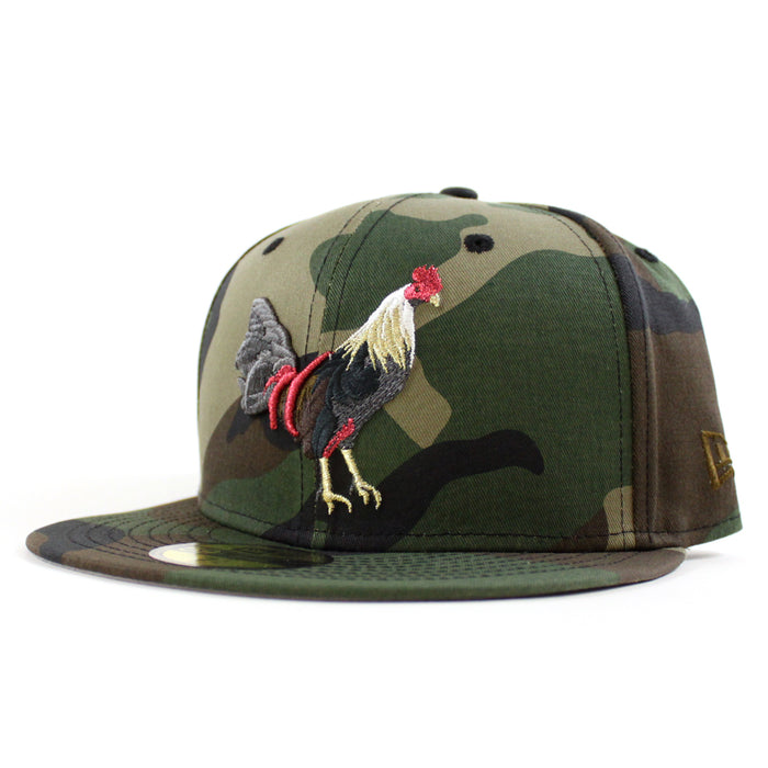 ROOSTER New Era 59Fifty Fitted Hat (WoodLand Camo Gray Under Brim)