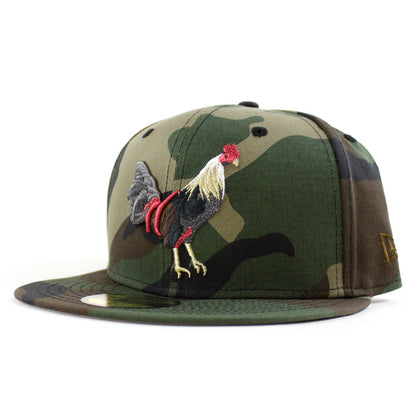 ROOSTER New Era 59Fifty Fitted Hat (WoodLand Camo Gray Under Brim)