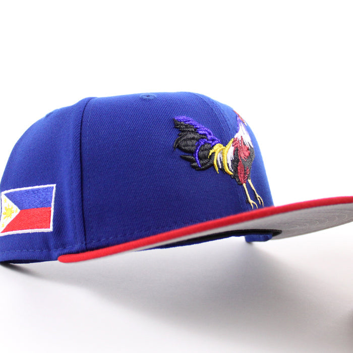 ROOSTER Philippines Flag  New Era 59Fifty Fitted Hat (Royal Blue Scarlet Red Gray Under Brim)