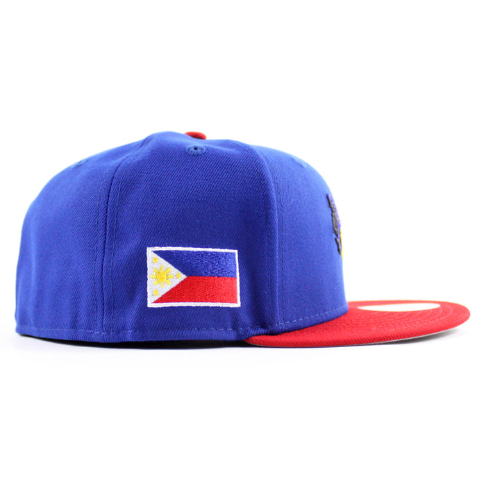 ROOSTER Philippines Flag  New Era 59Fifty Fitted Hat (Royal Blue Scarlet Red Gray Under Brim)
