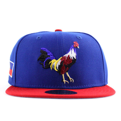 ROOSTER Philippines Flag  New Era 59Fifty Fitted Hat (Royal Blue Scarlet Red Gray Under Brim)