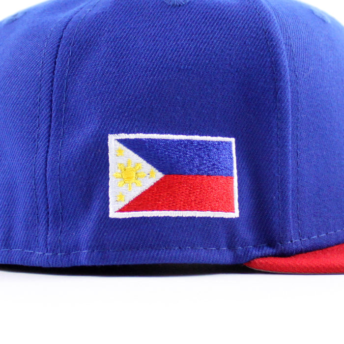 ROOSTER Philippines Flag  New Era 59Fifty Fitted Hat (Royal Blue Scarlet Red Gray Under Brim)