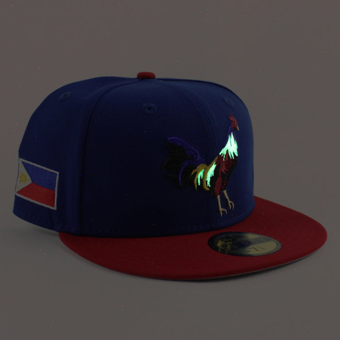 ROOSTER Philippines Flag  New Era 59Fifty Fitted Hat (Royal Blue Scarlet Red Gray Under Brim)