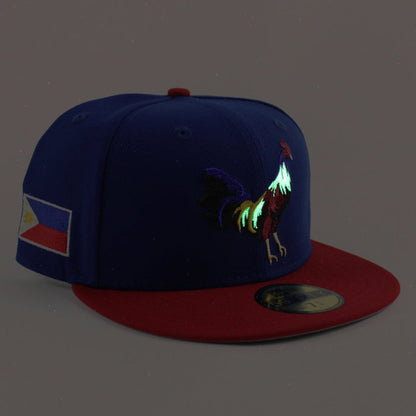 ROOSTER Philippines Flag  New Era 59Fifty Fitted Hat (Royal Blue Scarlet Red Gray Under Brim)