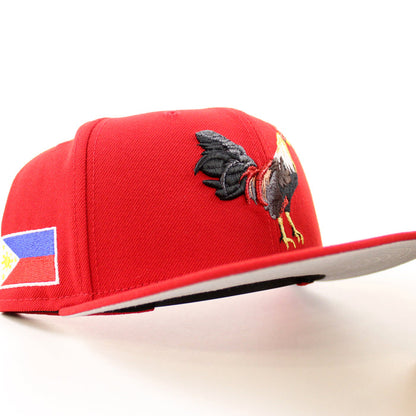 ROOSTER PHILIPPINES Flag New Era 9Fifty 9Fifty Snapback Hat (Red Gray Under Brim)