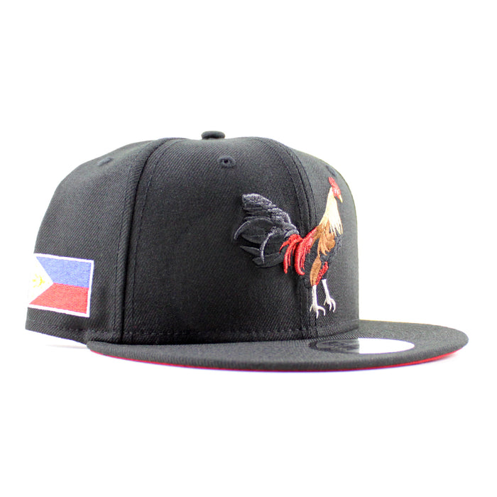 ROOSTER Philippines flag New Era 9Fifty Snapback Cap (Black Red Under Brim)