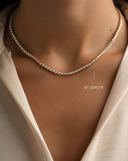 2.5mm Round Bezel Tennis Necklace